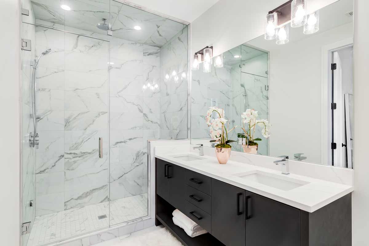 doccia walk-in effetto marmo