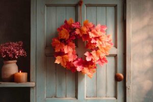Decorazioni autunnali con foglie secche