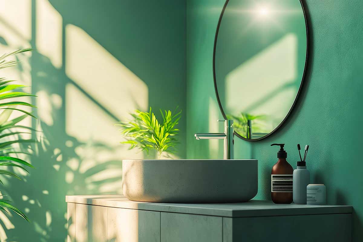 bagno moderno verde salvia