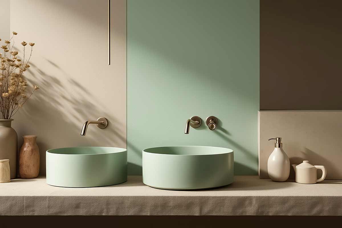 Bagni moderni color verde salvia