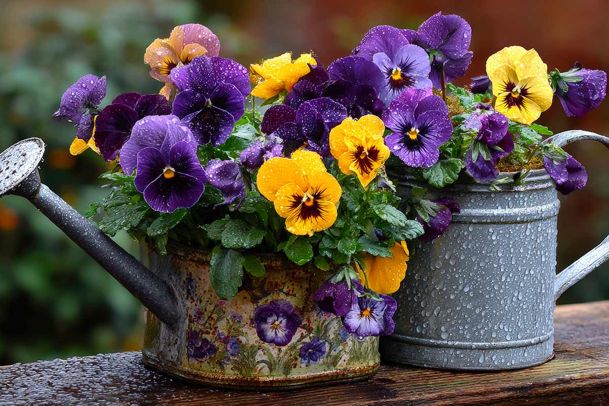 Annaffiatura della viola del pensiero