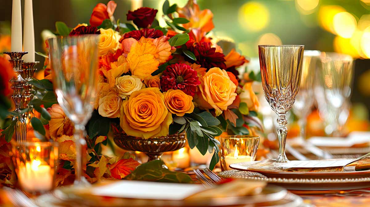 bellissimo centrotavola per un matrimonio in autunno