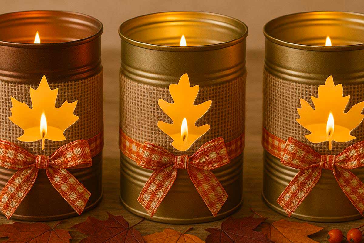 Portacandele realizzati con lattine decorate