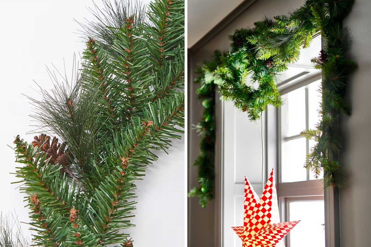 Ghirlanda natalizia Ikea attorno la finestra
