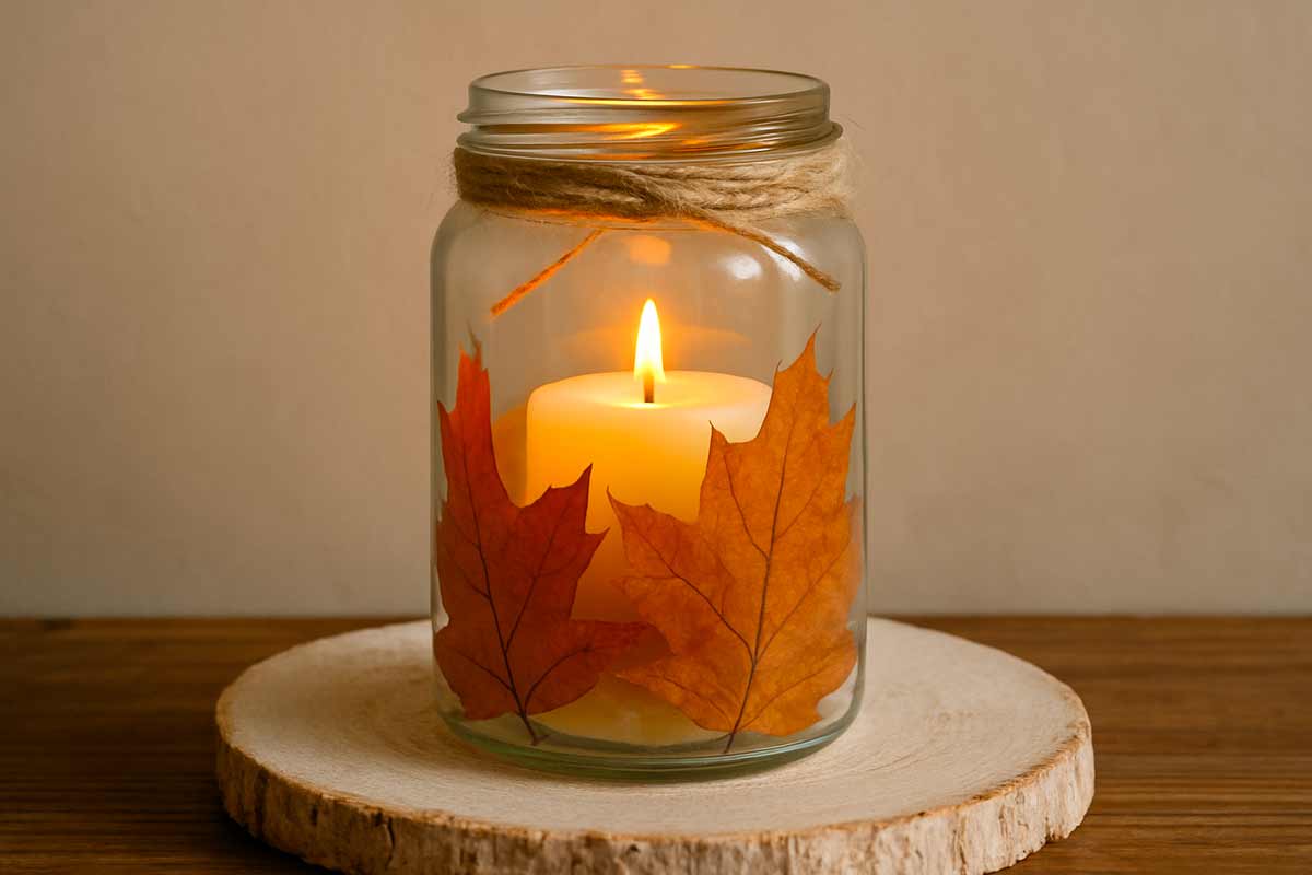 Candele e barattoli decorazioni autunnali