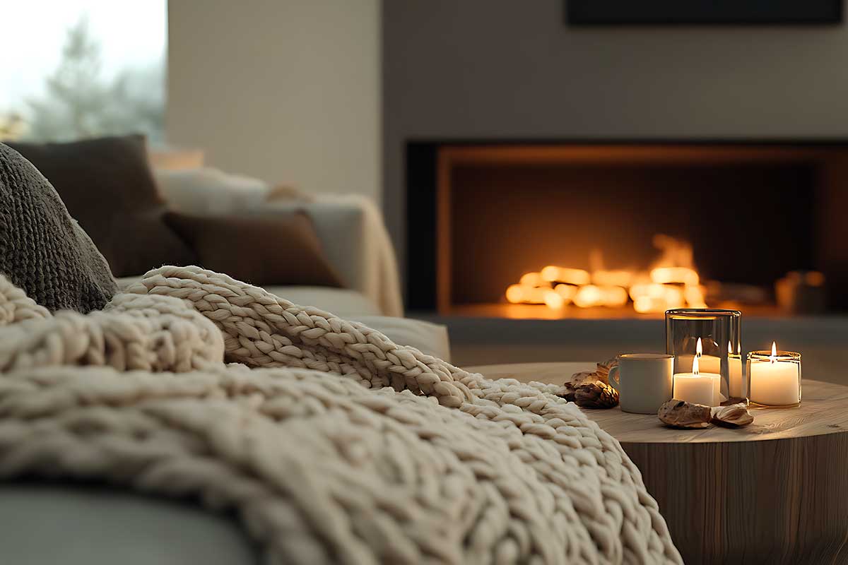 Plaid in lana grossa, candele e tazza calda: dettagli hygge che scaldano la casa tra autunno e inverno