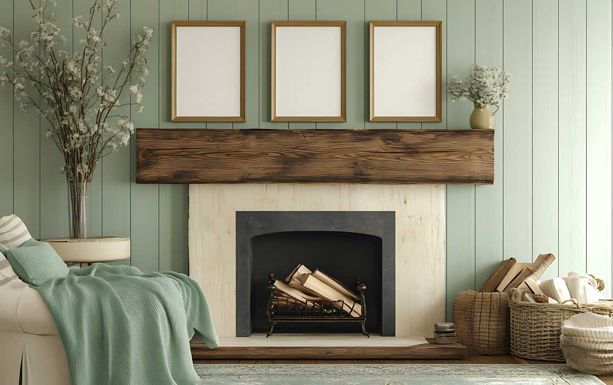 Verde salvia in soggiorno d'inverno