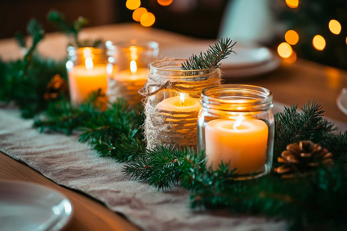 Barattoli di vetro e candele