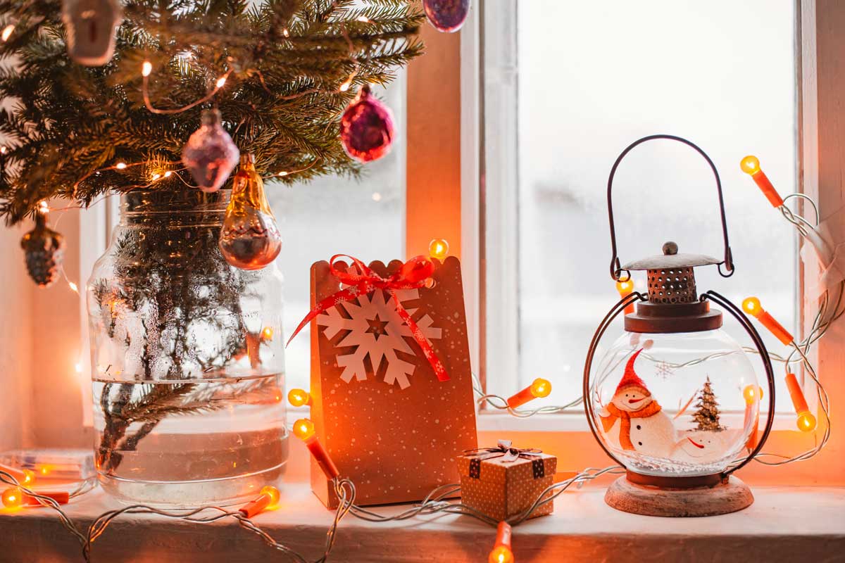 Davanzale decorato in stile vintage natalizio