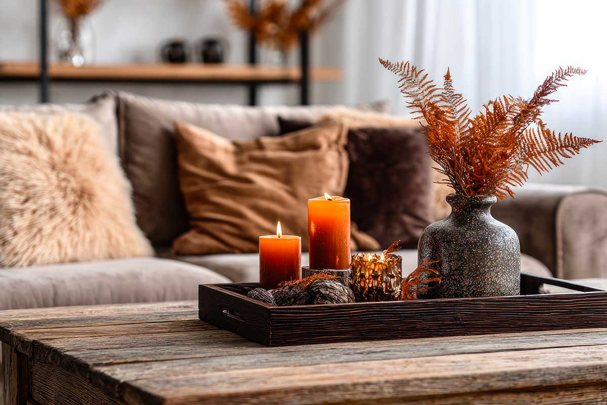 Tavolino decorato per l'autunno inverno