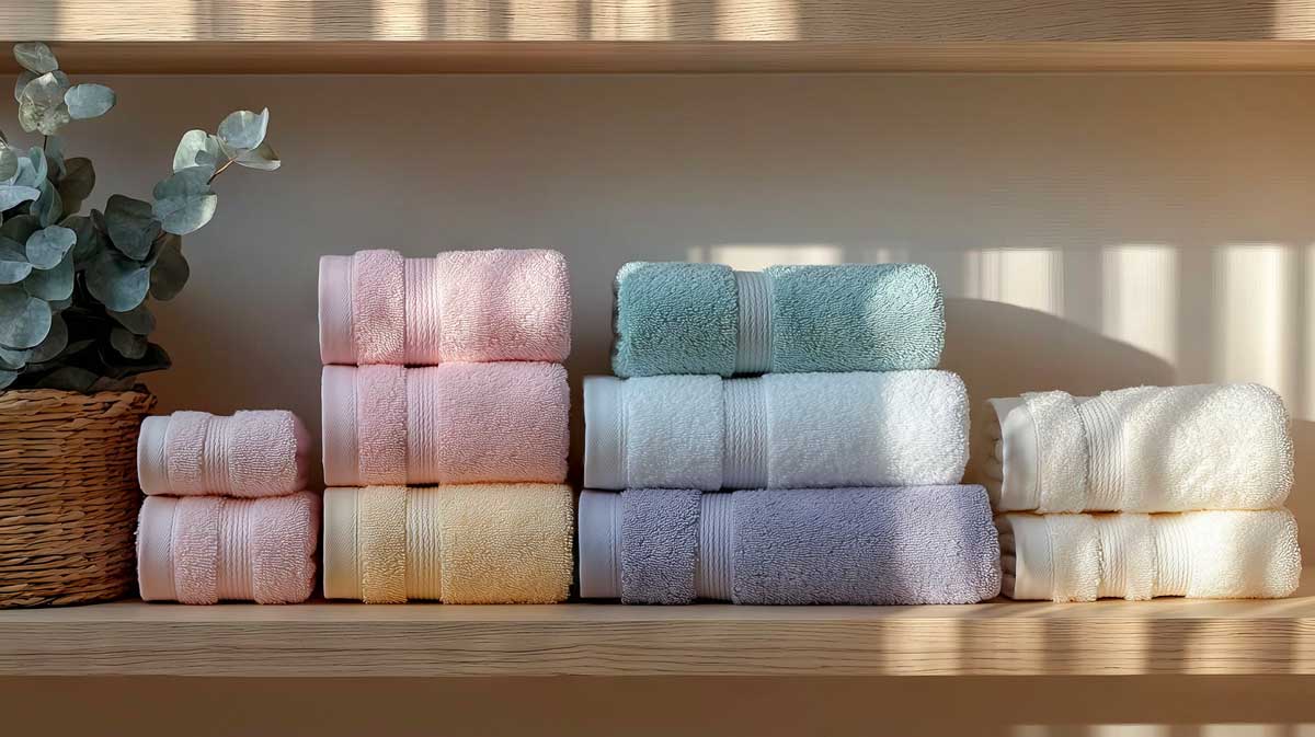 asciugamani colorati piegati in bagno