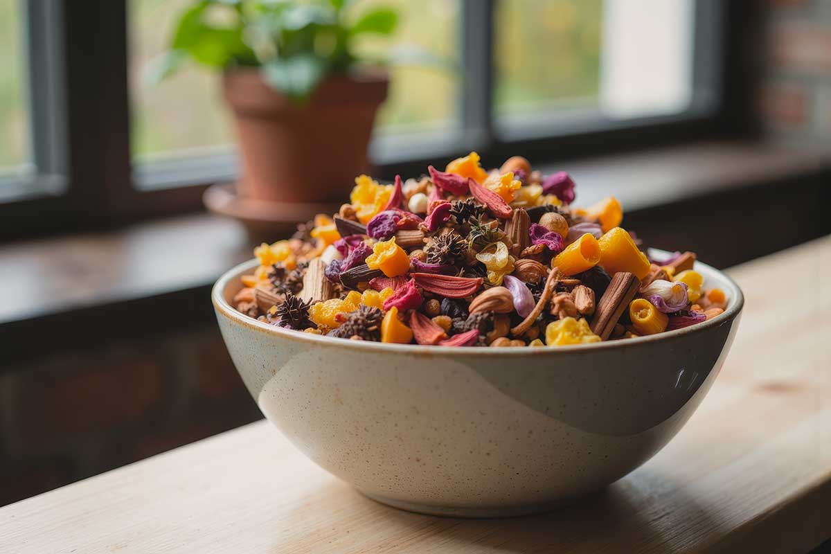 Pot-pourri naturali in ciotole di ceramica