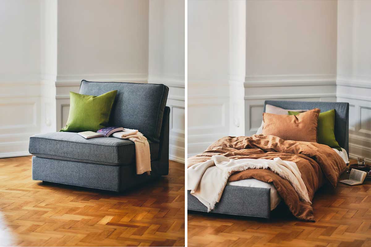 divano letto compatto KIVIK di IKEA si trasforma in un attimo