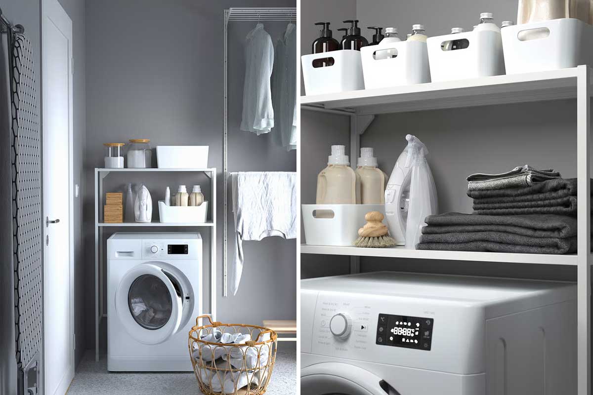 struttura per lavatrice con ripiani ENHET di IKEA