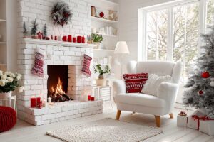 Tendenze Natale 2025: il fascino del bianco e rosso per un salotto chic