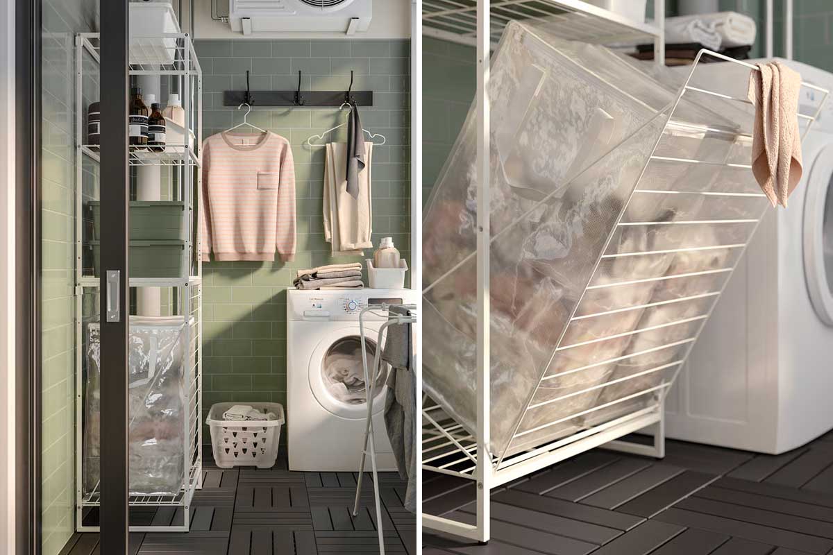 scaffale IKEA JOSTEIN con borse