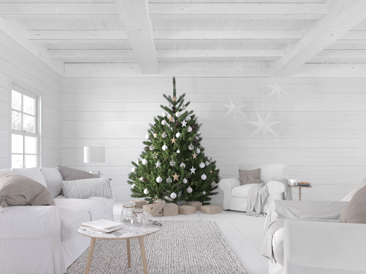 soggiorno natalizio in stile nordico