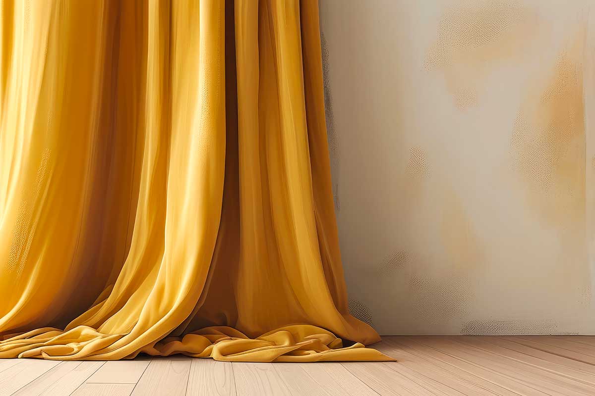 Basta una tenda color senape e la luce cambia: la prova che scalda ogni stanza