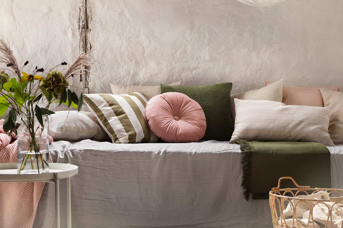 KRANSBORRE cuscino rotondo rosa chiaro