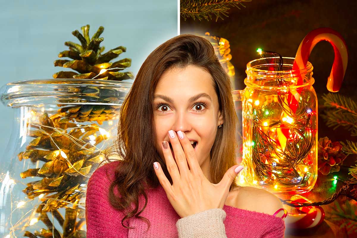 Il barattolo di vetro più semplice diventa il centrotavola natalizio più luminoso della casa