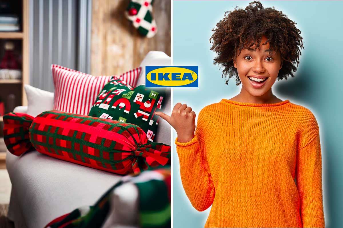 Il cuscino-caramella IKEA che profuma di feste: velluto morbido e un tocco iconico per il Natale