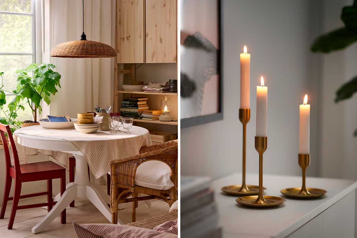 Lampada a sospensione NARRKOLV e set di candelieri FULLTALIG IKEA