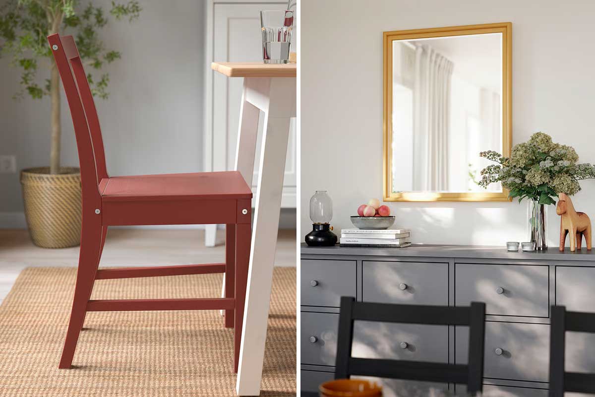 Sedie PINNTORP, specchio PINGSTSYREN