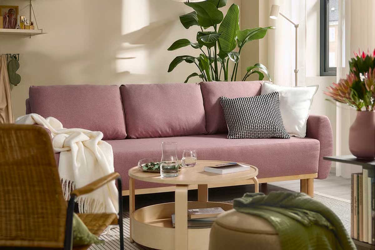 Divano letto GRUNNARP rosa polveroso