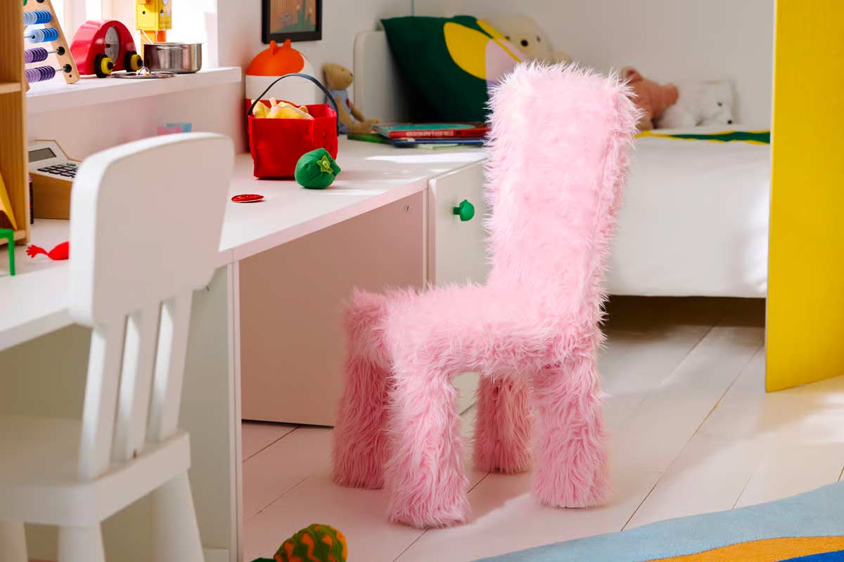 GREJSIMOJS Copertura pelosa rosa per sedia per bambini