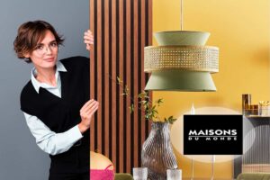 lampadario Luyano in rattan color salvia Maisons du Monde