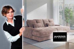 Maisons du Monde: il divano tortora in velluto a coste che rende il salotto subito di tendenza