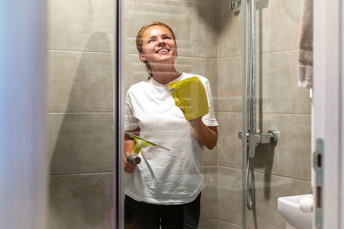 Porte in vetro limpida dopo un metodo di pulizia