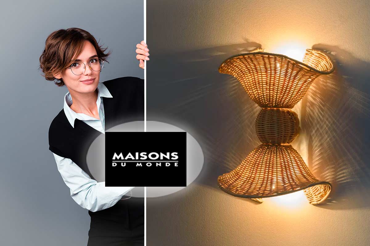 nuova applique Ancori in rattan maisons du monde