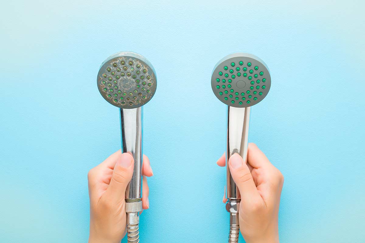 Calcare ostinato nel soffione della doccia.