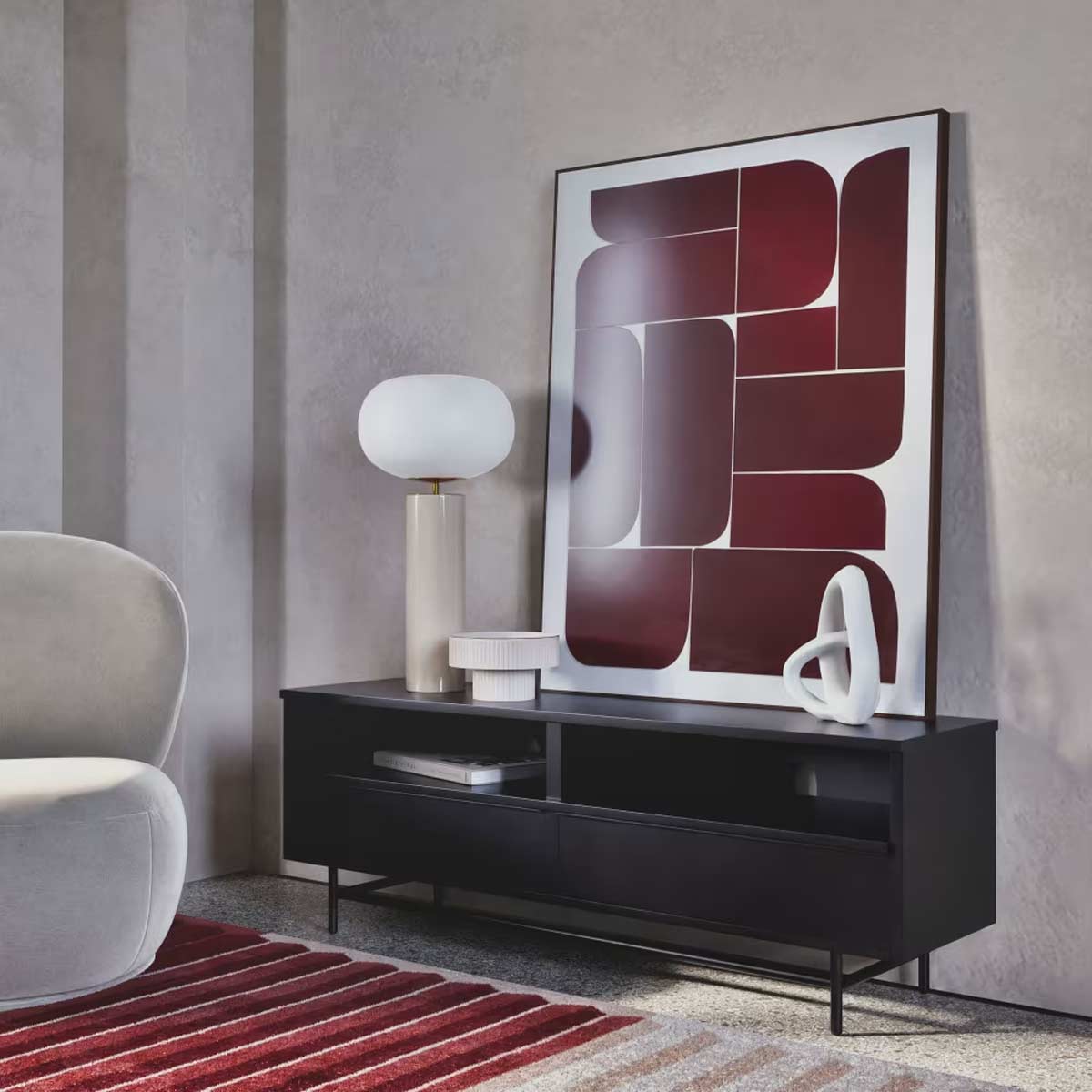 Quadro astratto su tela Amarante della collezione Dolce Vita di Maisons du Monde