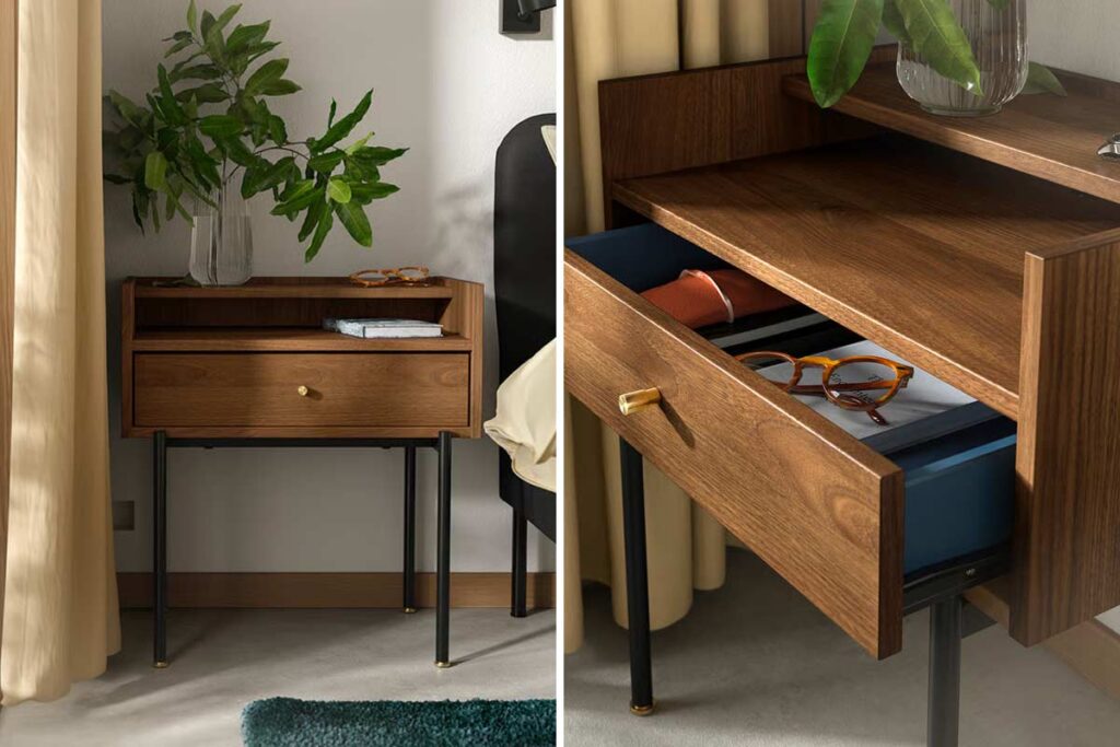 Ritorno del design anni ’50 con IKEA: il comodino effetto noce che eleva istantaneamente la camera