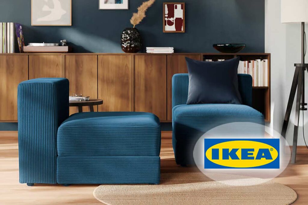 IKEA JÄTTEBO in velluto a coste blu scuro: il divano un posto con contenitore scende a 290€
