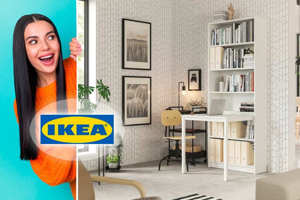 L’iconica libreria BILLY di IKEA cambia forma: il trucco salvaspazio che fa apparire una scrivania dal nulla