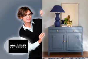 Madia JEANNIE blu in legno massello di Maisons du Monde