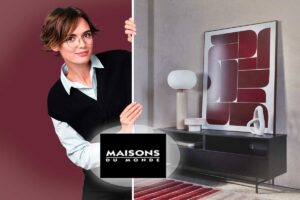 quadro Amarante di Maisons du Monde con effetto laccato rosso e bianco