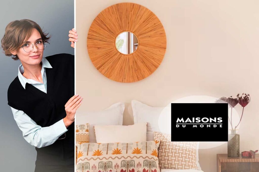 Maisons du Monde firma lo specchio in rattan che scalda subito la camera da letto