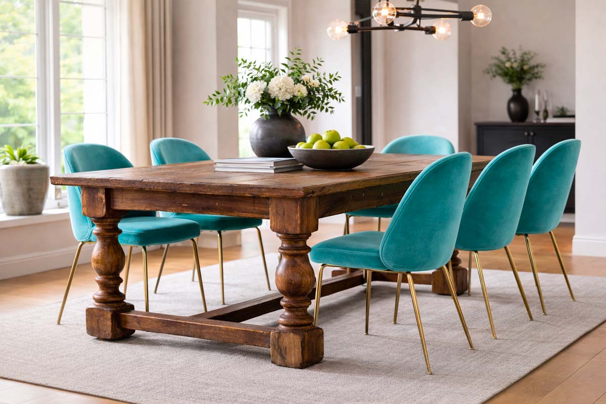 tavolo antico con sedie ultra-moderne