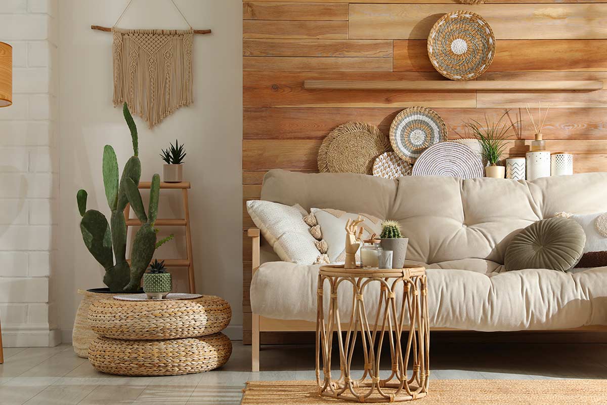 salottino arredato in stile Boho Chic