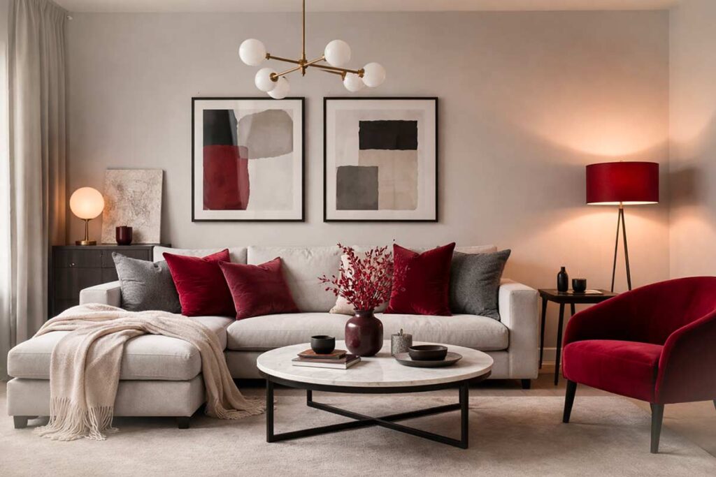 Rosso Amaranto in piccoli tocchi: il colore d’accento che rompe la monotonia dei grigi