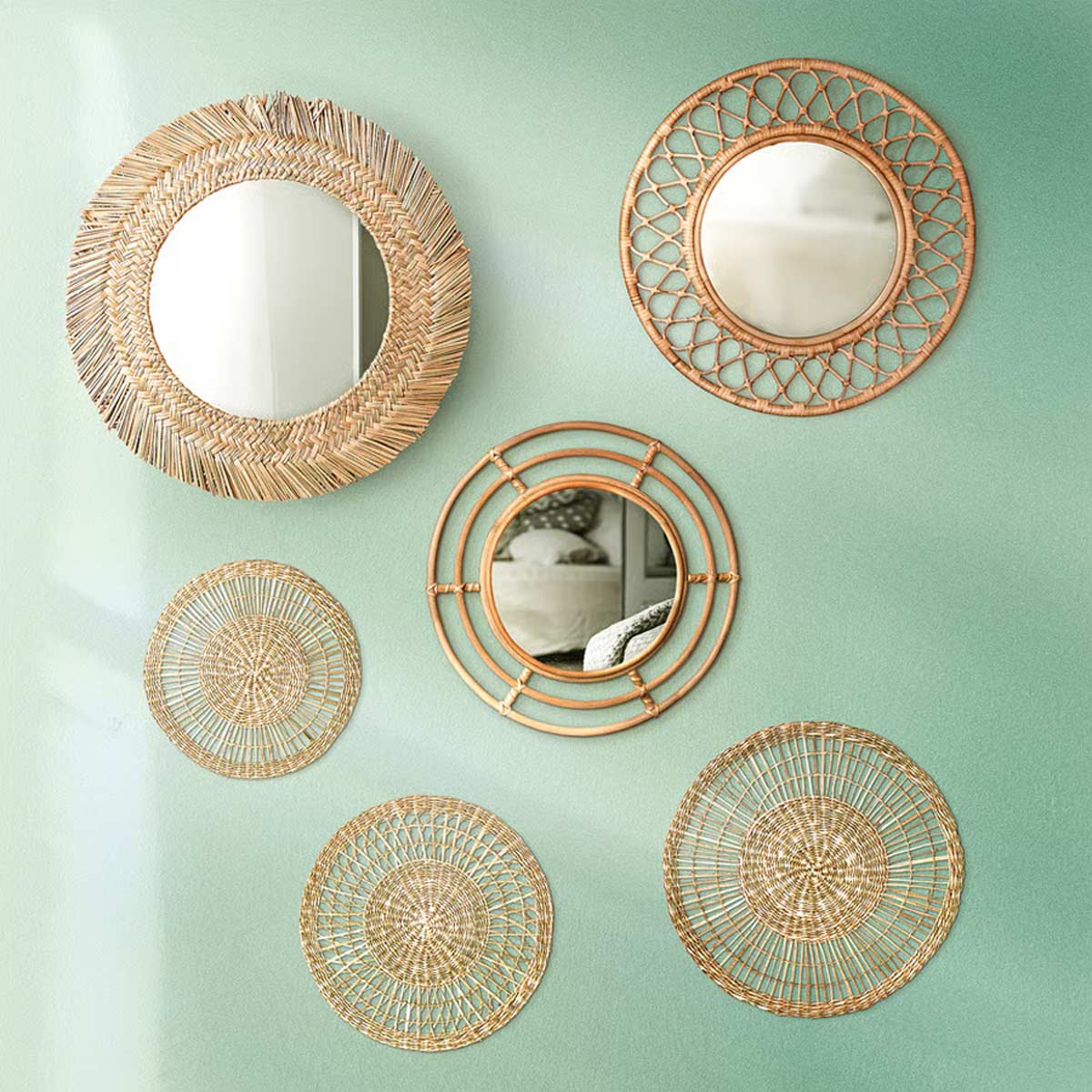 GRINSBOL, specchio Ikea in rattan