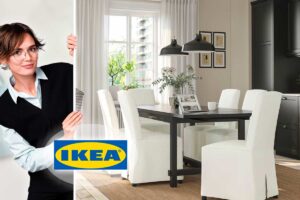 set tavolo nero e sedie bianche Ikea NORDVIKEN/BERGMUND