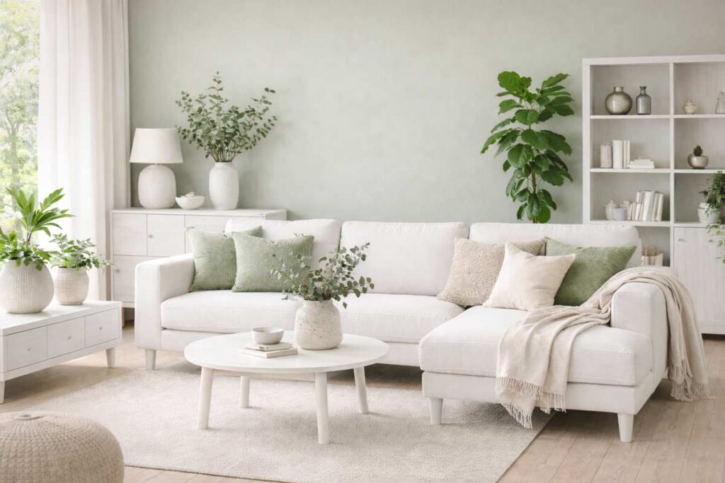 Verde Salvia e Rovere Bianco: la palette di tendenza per rinfrescare il salotto a primavera