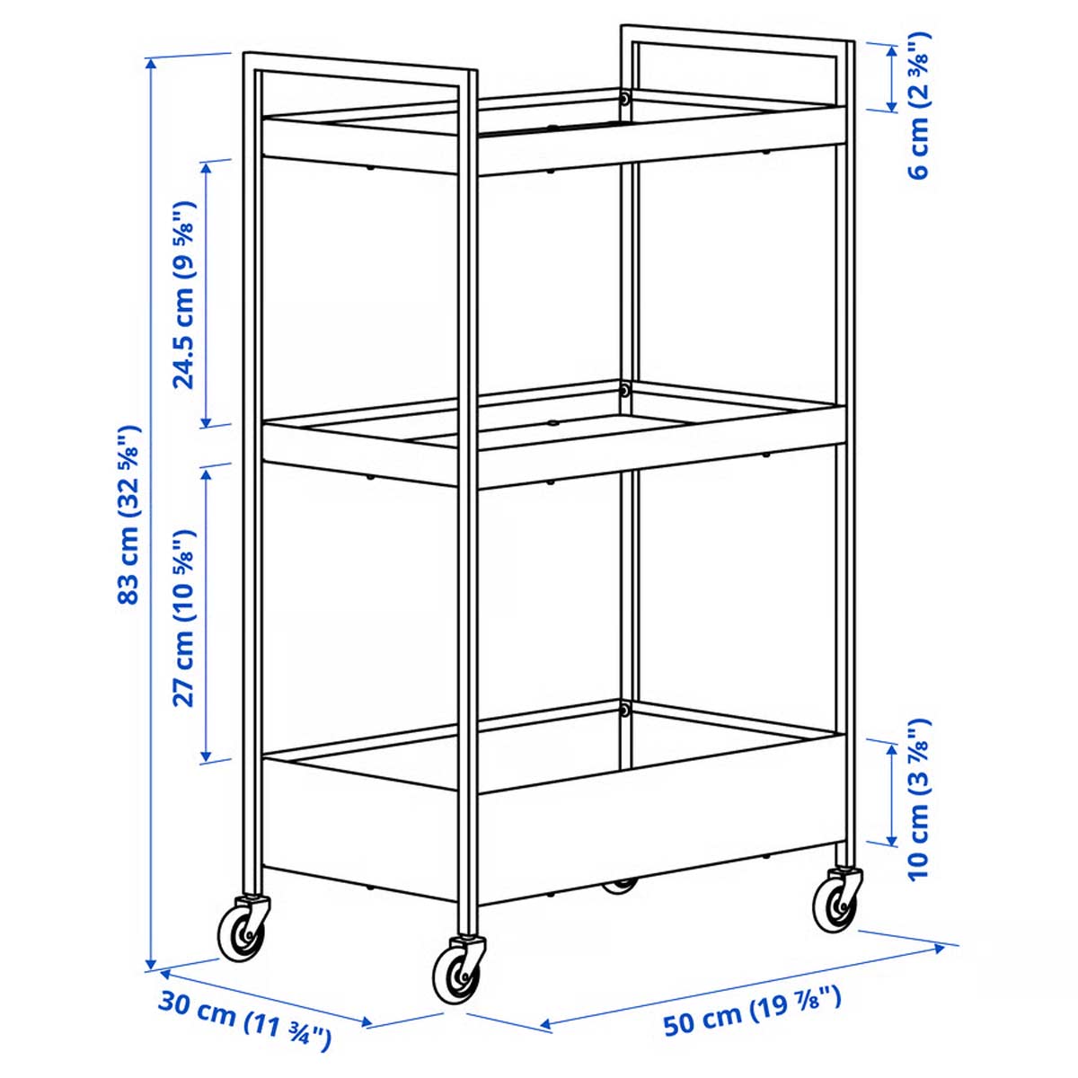 carrello NISSAFORS di IKEA, le misure