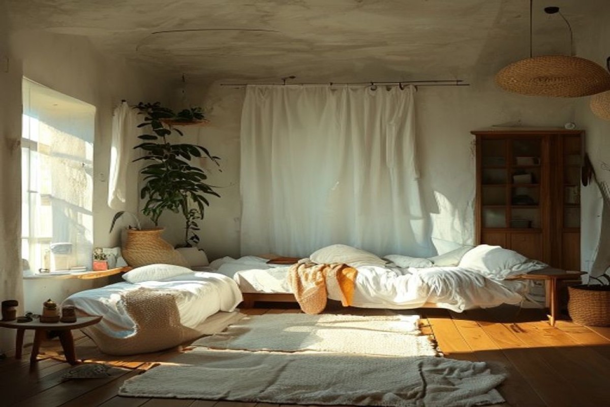 Lenzuola bianche stese in un punto ventilato della casa