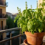 Basilico sul balcone che fa fiori a luglio? Il taglio giusto lo salva dal caldo Basilico in vaso sul balcone con piccoli fiori a luglio